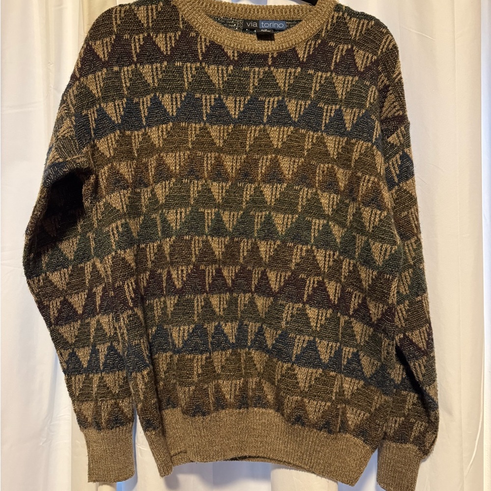 Vintage Men's Geometric Sweater - multicolor
